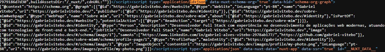 JSON-LD inserido em uma tag script no HTML e exibido no DOM pelo DevTools do Chrome.